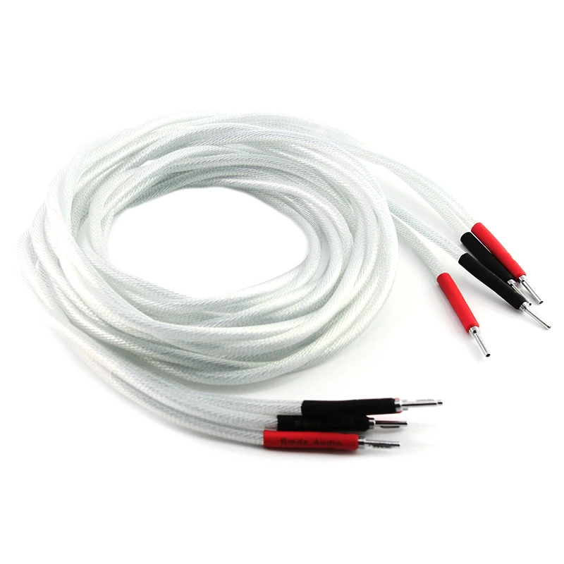 Pair 5N OCC Silver Plated Hi-end Hifi Speaker Cable, banana to banana plug Cable hifi