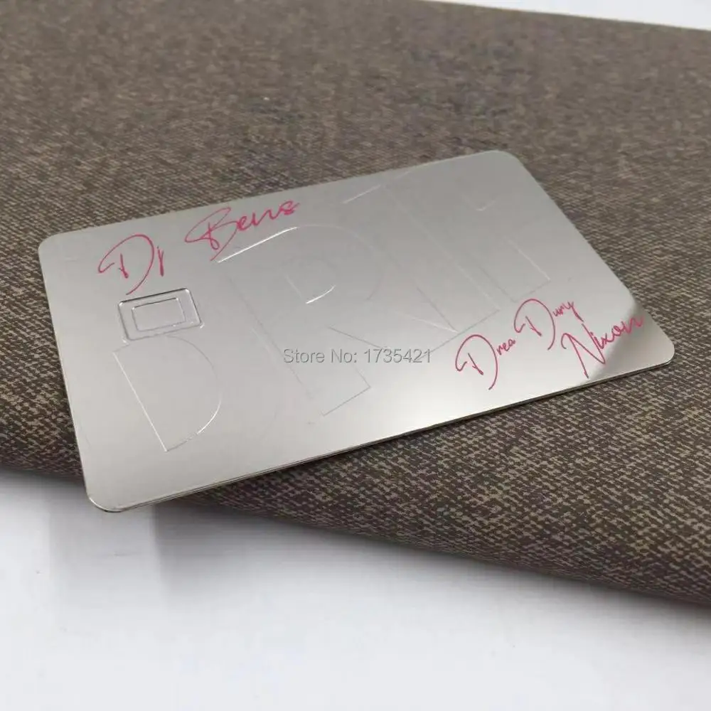 (200pcs/lot) steel business card,stainless steel metal business card,cutting through silver metal steel card