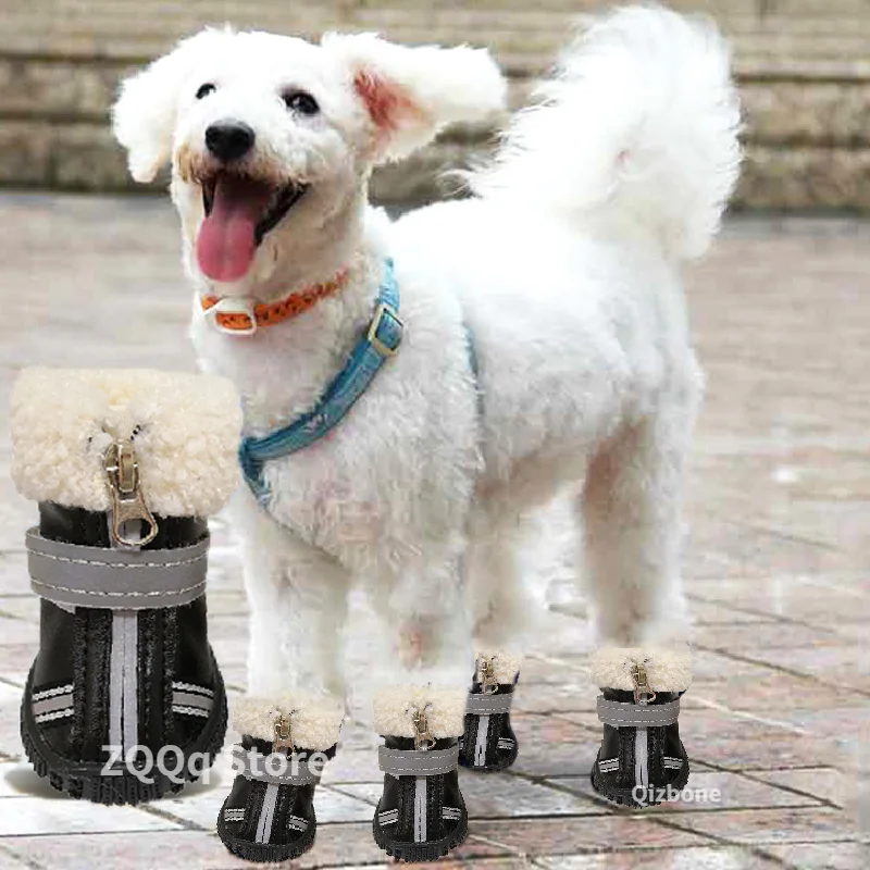 Winter Pet Dog Rain Shoes Waterproof Warm Snow Boots Small Dogs Leather Shoes Non Slip Wear-Resistant For ChiHuaHua York Puppy