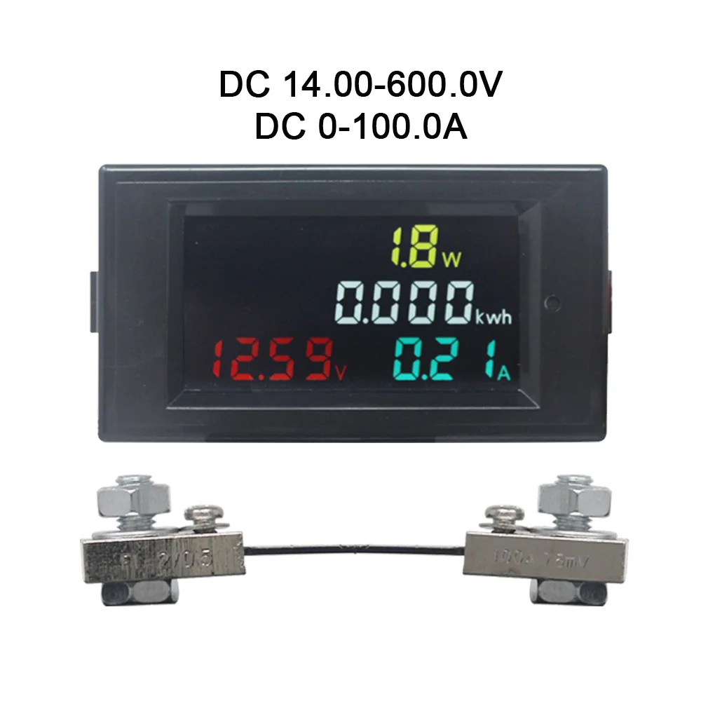 DC電力計,電圧計,電流計,4 in 1,DC 14.00-600.0v,20a/50a/100a,ワット,kwh