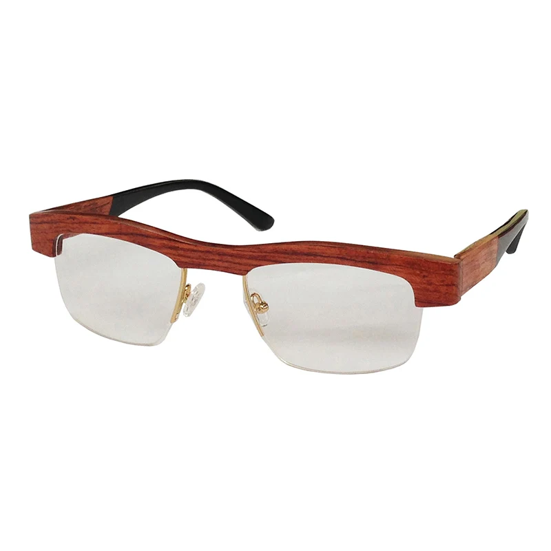 

Nilerun Classic Business Rectangle Semi rim Half rimless Natural Wood Wooden Optical Eyelasses Reading Glasses Eyewear Frame