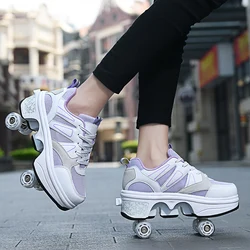 Chaussures de patin à roulettes pour femmes et filles, baskets à 4 roues, bottes de patinage décontractées, sports d'été pour enfants, mode féminine, jeux pour enfants