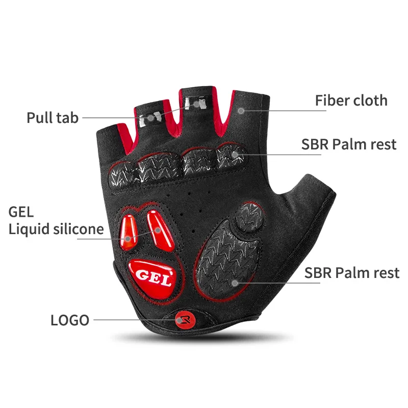 ROCKBROS Pro Bike Cycling Gloves Half Finger GEL Pad Shockproof Mens Women Spring Summer Sports Non-slip Gloves Guantes Ciclismo