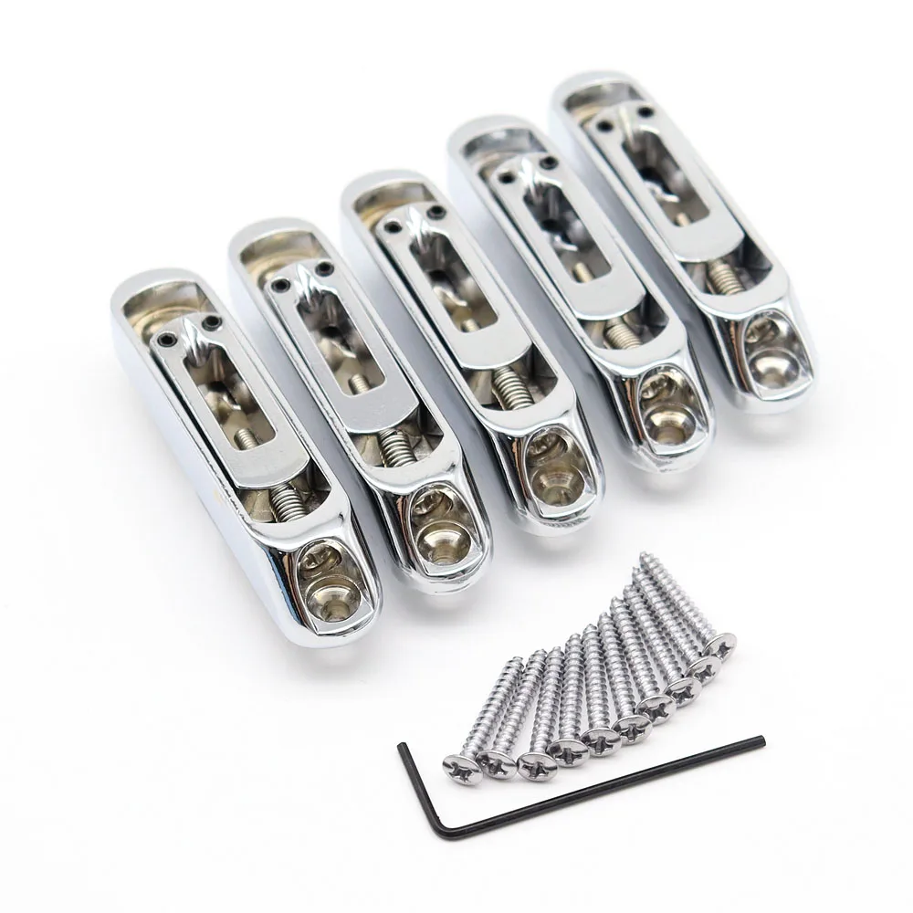 5 Pcs Guitar Bridge Sadlles Single Individual Bridge Saddles Tailpiece  Set for 5 String Electric Guitar Bass Parts