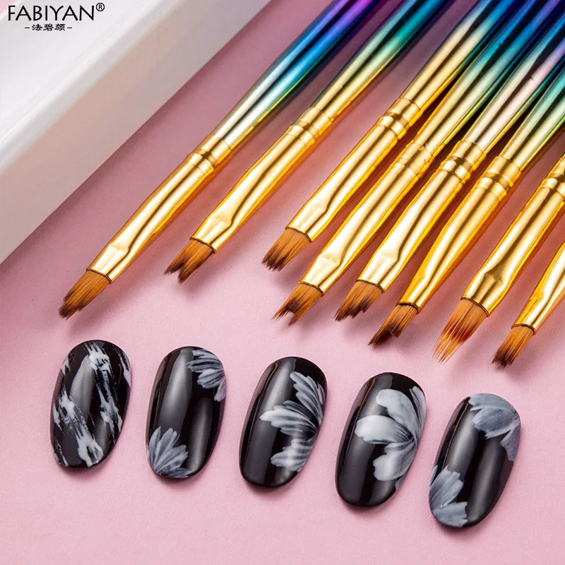 

8Pcs/set Nail Art DIY Petal Flower French Brushes Smile Half Moon Shape Tools Painting Drawing Lines Gradient Pen