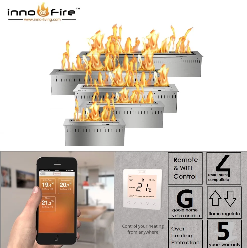 

Inno-Fire 48 inch wifi intelligent smart eco fuel alexa wlan remote flame ignition low profile ethanol fireplace