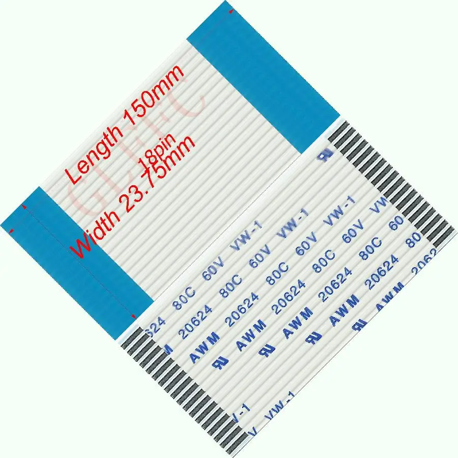 40pin 1.25Pitch 150มม.-800มม.-ประเภทสายแบนแบบยืดหยุ่น FFC Awm 20624 ROHS สำหรับ TTL LCD DVD คอมพิวเตอร์