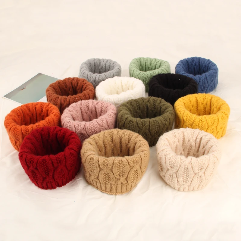 VISROVER Girls Boys Knitted Lic Scarf Baby Kids Snood Ring Infinity Cashmere Scarfs Loop Neck Circle Warm Scarves Neckerchief