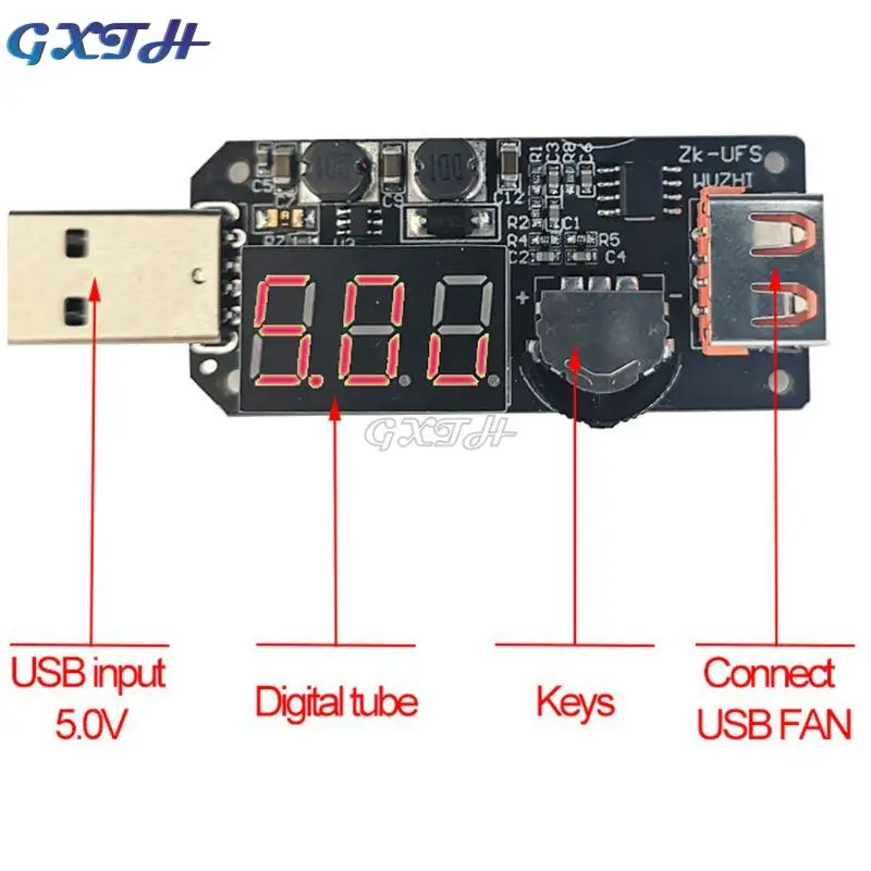 5V 5W USB Fan Governor Timer LED Dimming Module Voltage Adjustable Speed Controller Shellless For Office Car Student Dormitory