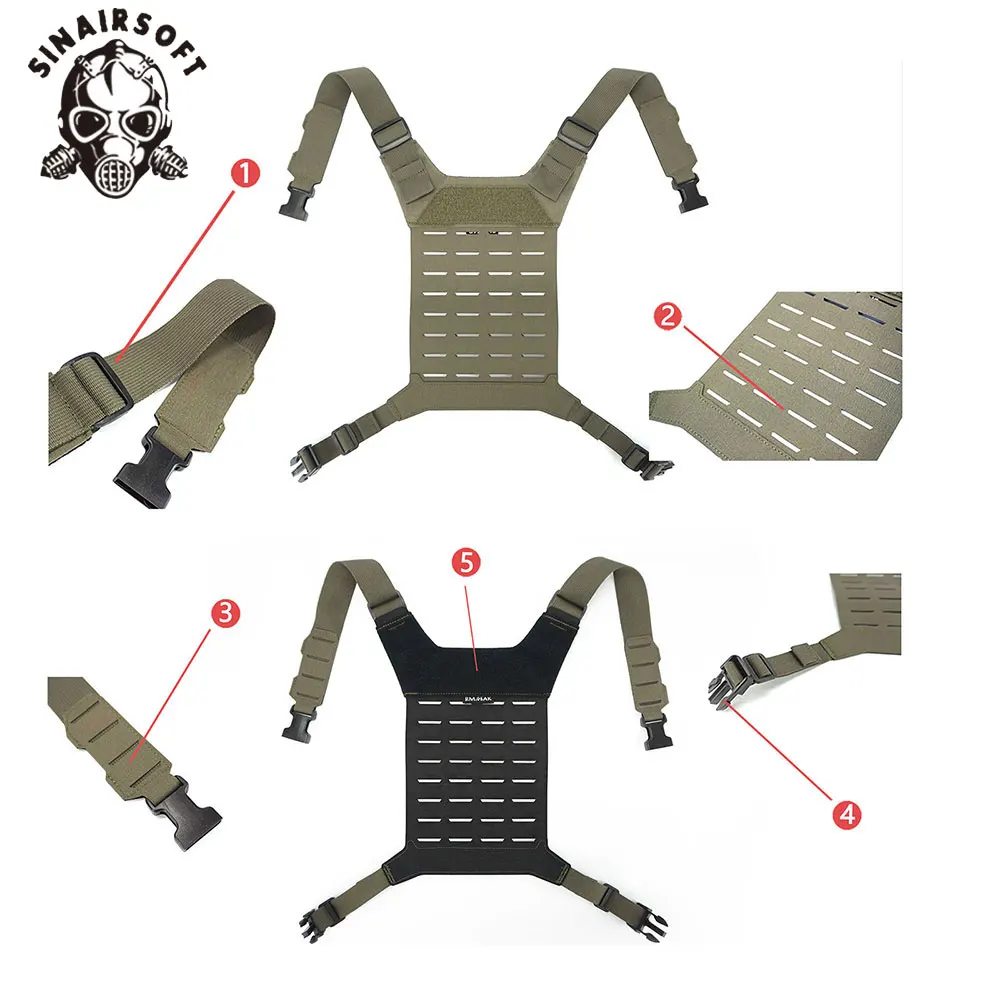 Imagem -04 - Tactical d3 ss mk Peito Rig Caça Airsoft Molle Vest Equipamento de Peito Strap Colete Universal Painel Traseiro Acessórios de Equipamento