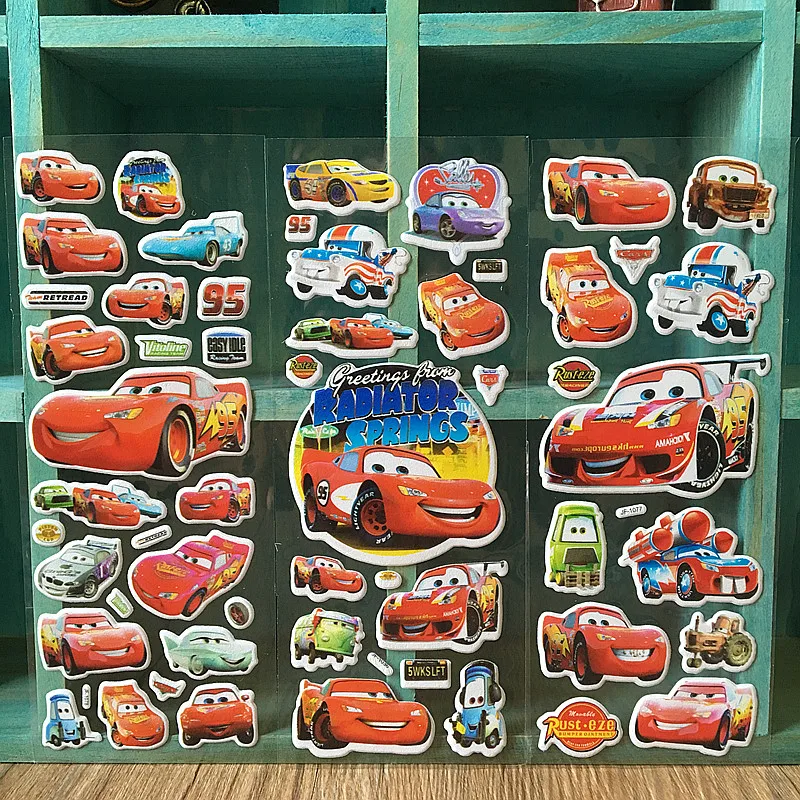 6PCS Disney Cartoon Car Stickers For Kids Funny Toys Cute Anime Stickers Kawaii Stickers