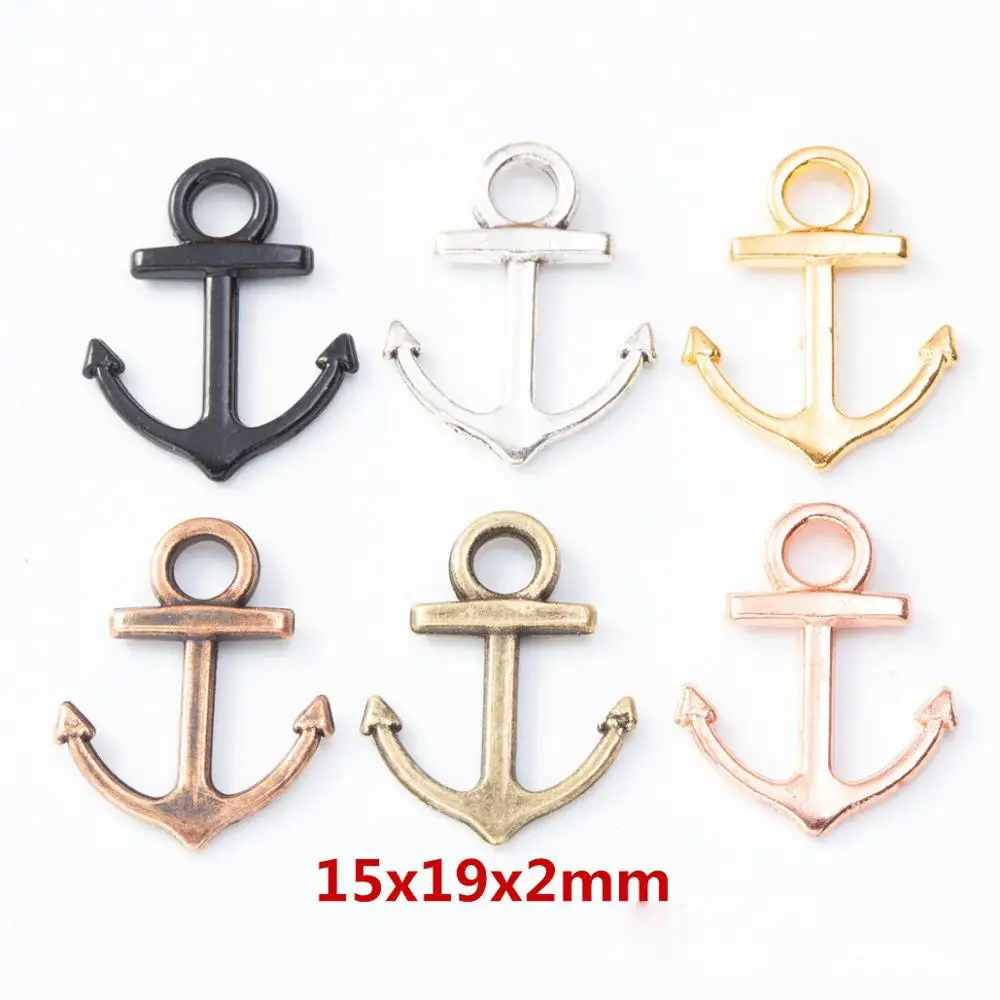 Breloque d'ancre de bateau en métal, style Imama rétro, pendentif de bracelet, porte-clés, bijoux faits à la main bricolage, 5 couleurs, lot de 20 pièces