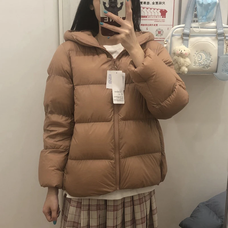 Imagem -02 - Versão Coreana do Novo Inverno Quente Jaqueta Feminina Leve com Capuz para Baixo Jaqueta Casual 90 Pato Branco para Baixo Parka Cabolsas Femininos