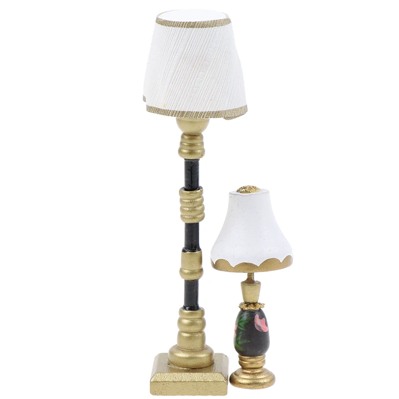 1/2Pcs Mini 1:12 Miniatuur Tafel Kandelaar Retro Kerosine Lamp Poppenhuis Lampen Decor Accessoires Poppenhuis Meubels Speelgoed