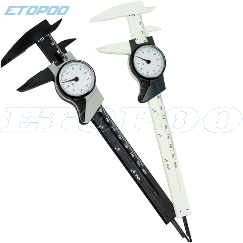 0-150MM 6inch Pure plastic vernier caliper with dial plastic dial caliper gauge digital caliper micrometer thickness gauge