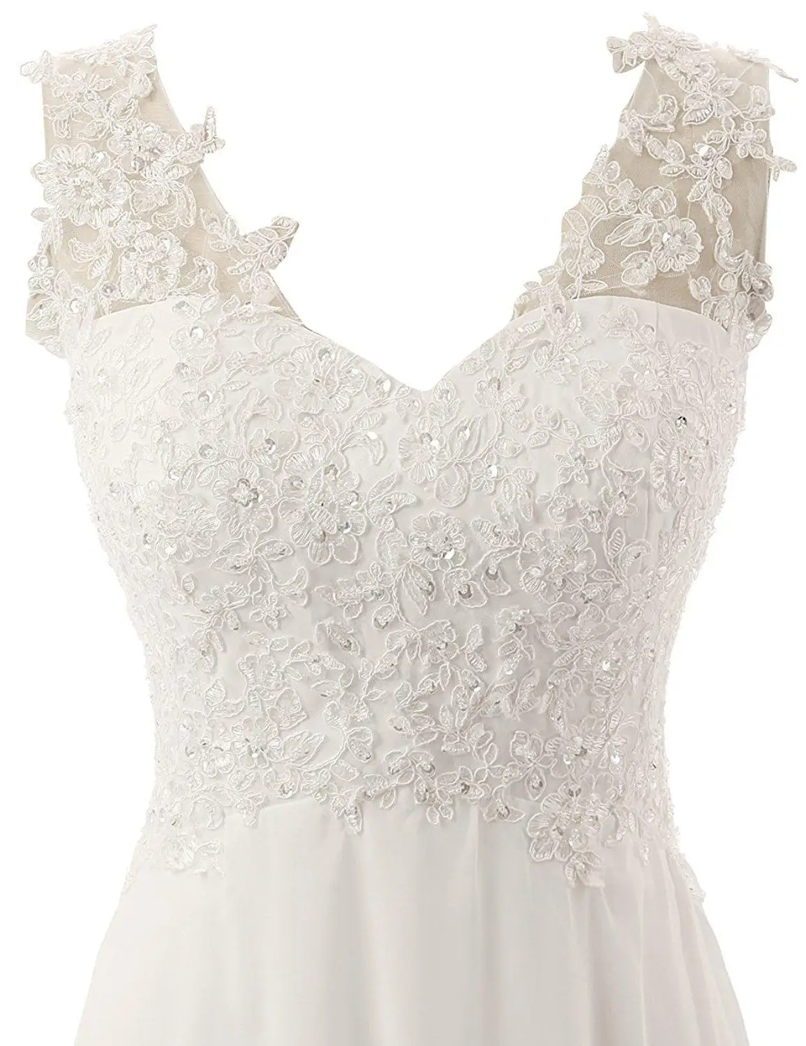 Classic Una Linea di abito da sposa con scollo a v abito da sposa senza maniche bianco/avorio cerimonia nuziale del treno della coda vestito chiesa di applique del merletto abito da sposa