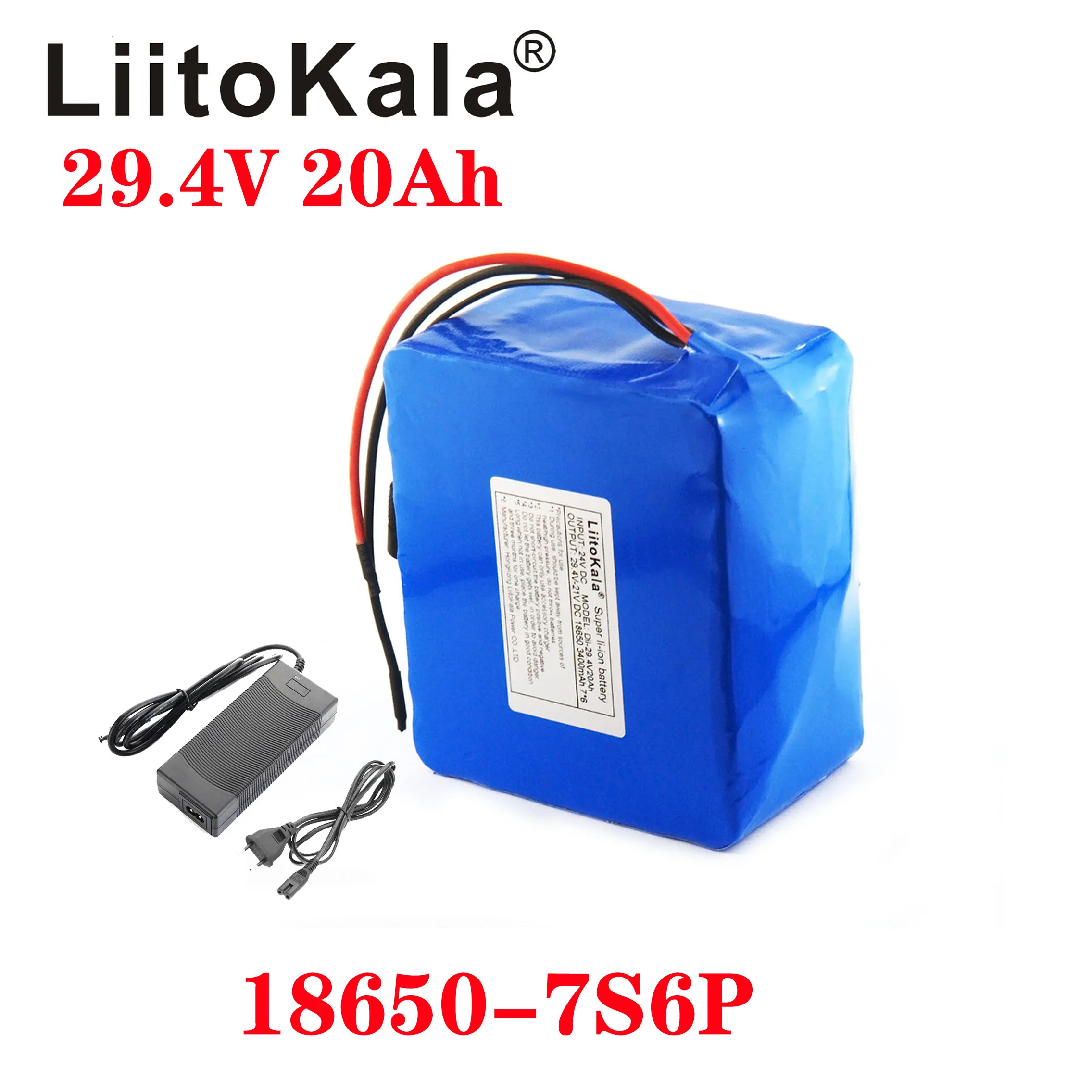 LiitoKala 29.4V 20AH 18650 3000mah 7S6P 24V 250W 350W 500W 750W Ebike battery electric bicycle battery 24V 20ah lithium battery