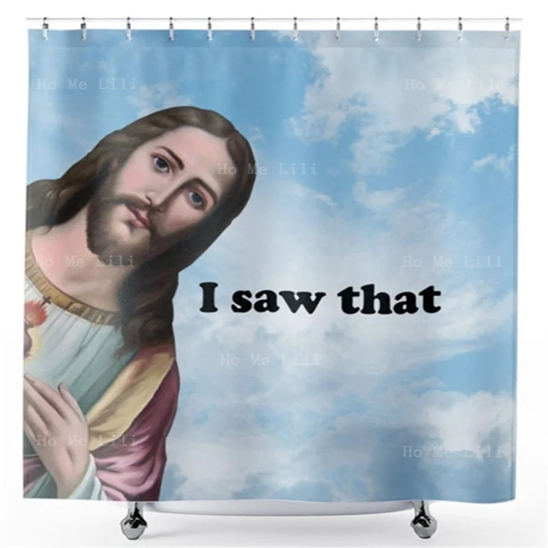 Funny Jesus Meme Christian I Saw That Take The Wheel Philippians Cross I Can Do All Things Strengthens Me Shower Curtain