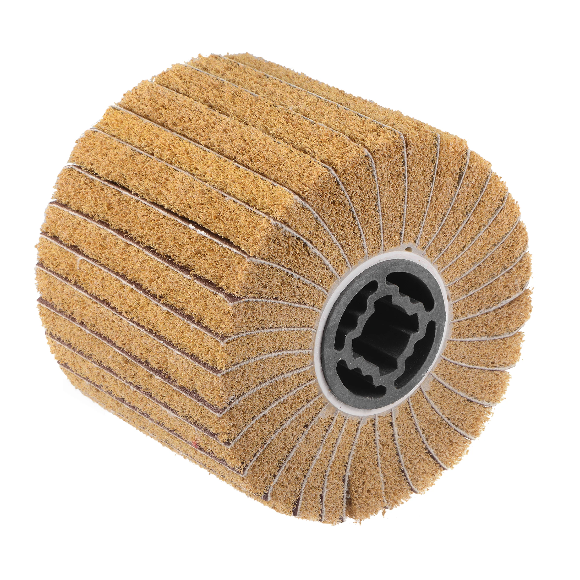 

Uxcell 120mmx100mm Non-Woven Polishing Burnishing Wheel Abrasive Cloth Nylon Wire Drawing Flap Wheel 120 Grit