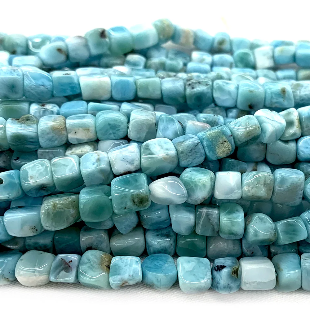 

Veemake Blue Larimar Grand Nugget Free Form Fillet Irregular Pebble Cube Beads