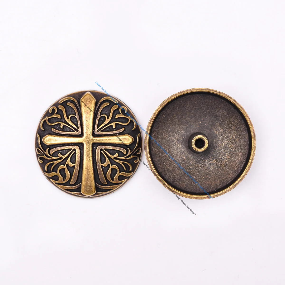 30mm DIY Antique Brass Plated Celtic Biker Cross Leathercraft Accessories Hardware Saddle Bridle Concho  Screwback