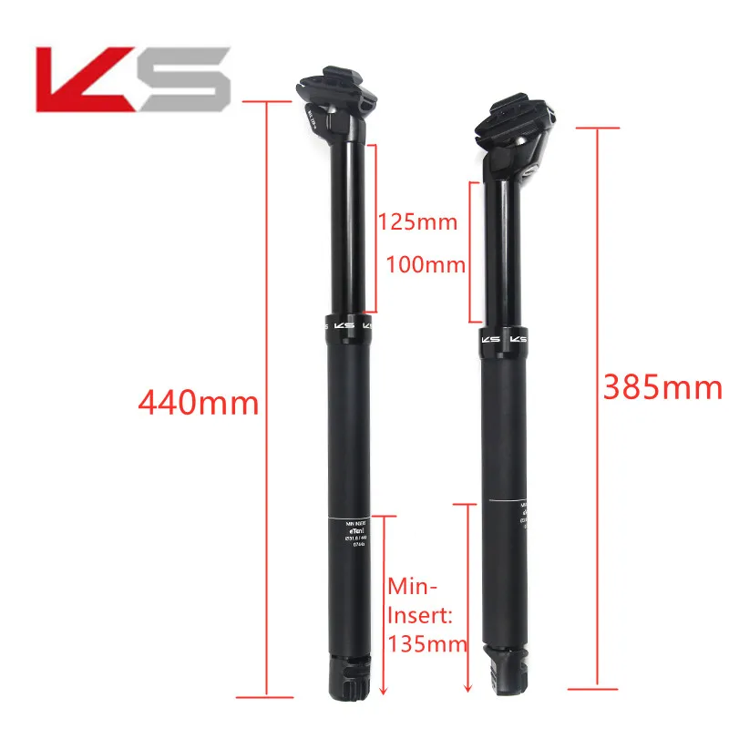 KS Eten -R ETEN-I reiszadelpen, afstandsbediening bergafwaartsfiets dropper, EXA, Travel 100, 125 mm, 30,9 mm, 31,6 mm x 100 mm