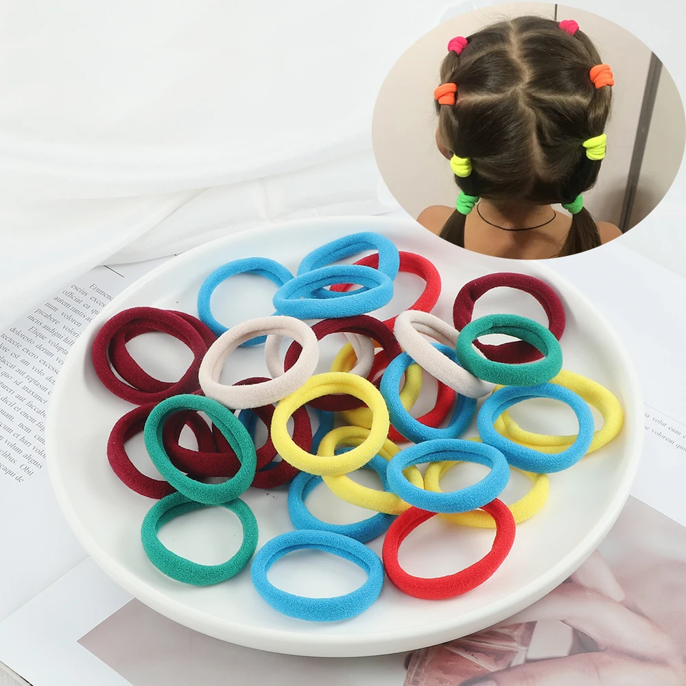 20/50/100Pcs/Bag Girls Lovely Elastic Hair Bands Children Cute Candy Fashion Solid Rubber Bands Kids Sweet Cute Hair Accessories