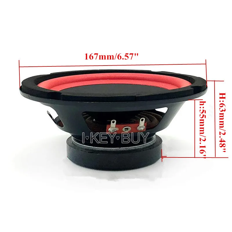 6/6.5 Inch 165mm Car Audio Wood Box Modified Full Frequency Midrange 4 Ohm 150W Pure Paper Cone Foam Edge Speaker with Wire