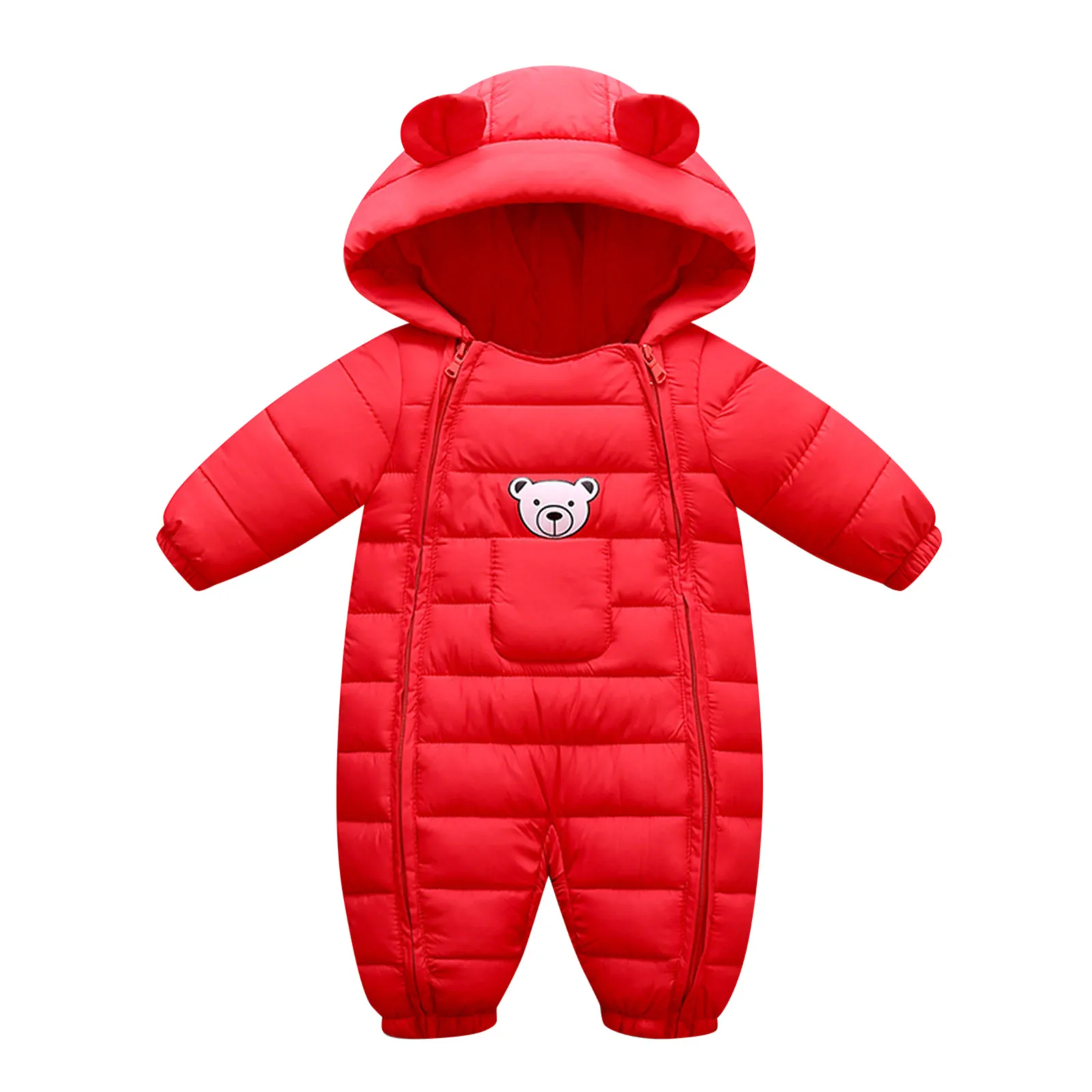 Toddler Kids Baby Girls Boys Hooded Coat Outdoor Thick Winter Warm Windproof Coat Bear Ears Romper Playsuit Jumpsuit 0-24 Months