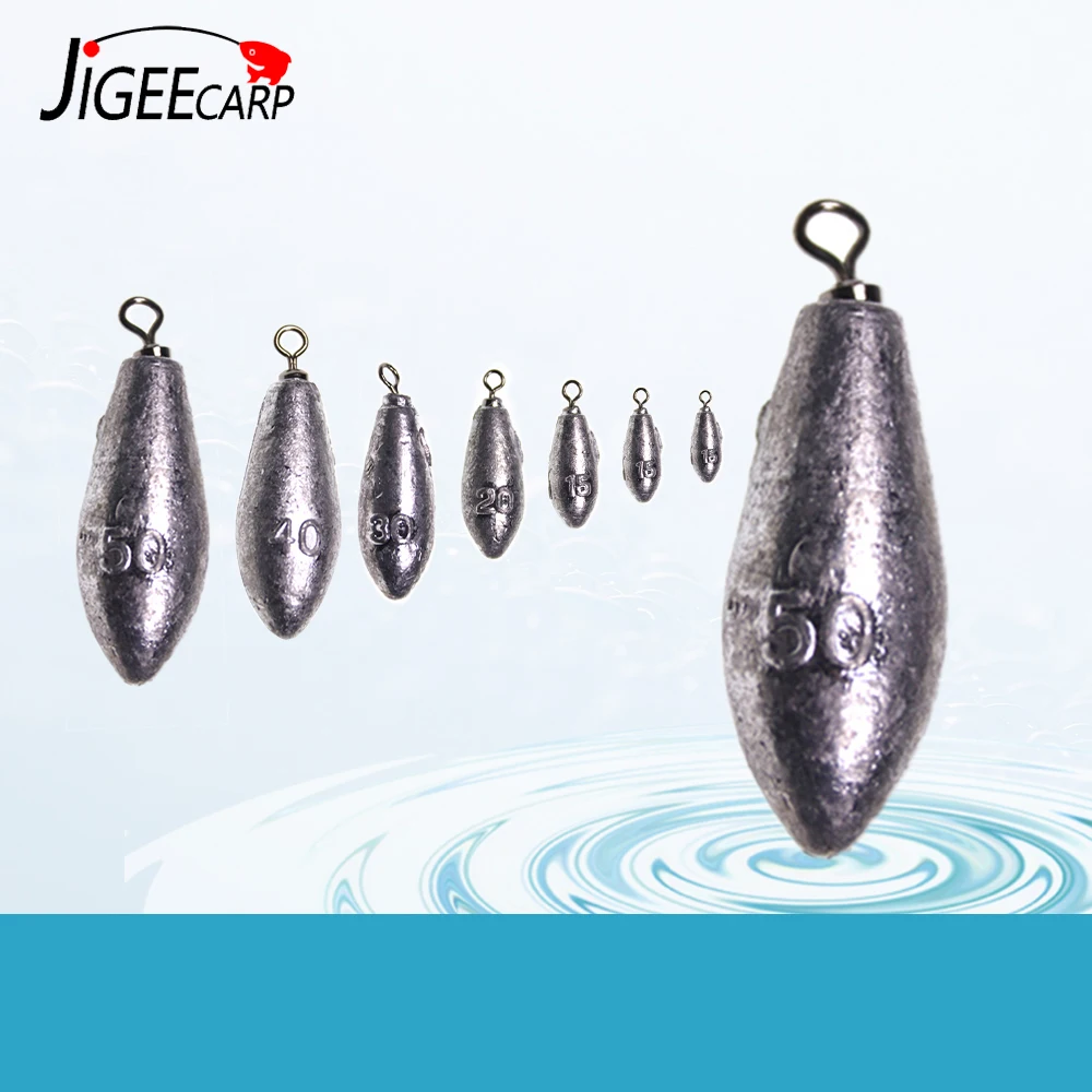 Jigeecarp 2pcs Drop Water Sinkers Quick Sinking Swivels Fishing Leader Weight Fisihing Lures Weight 15-50g Fishing Accessory