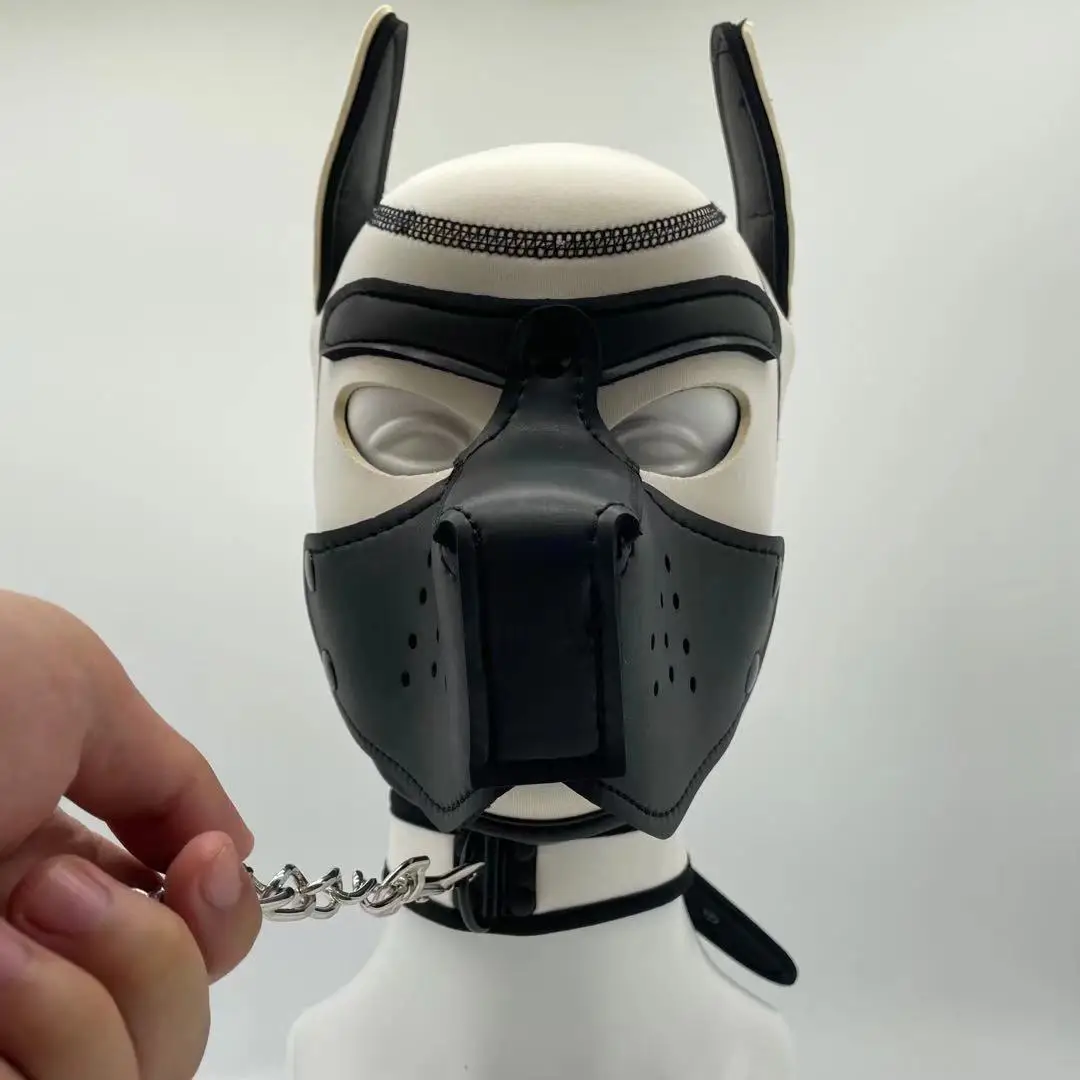 Erotic Cosplay Dog Spot Nose Mask Hood Kit for Men Women Bdsm Bondage Slave Fetish Adult Sex Games Puppy Play Traction Flirt