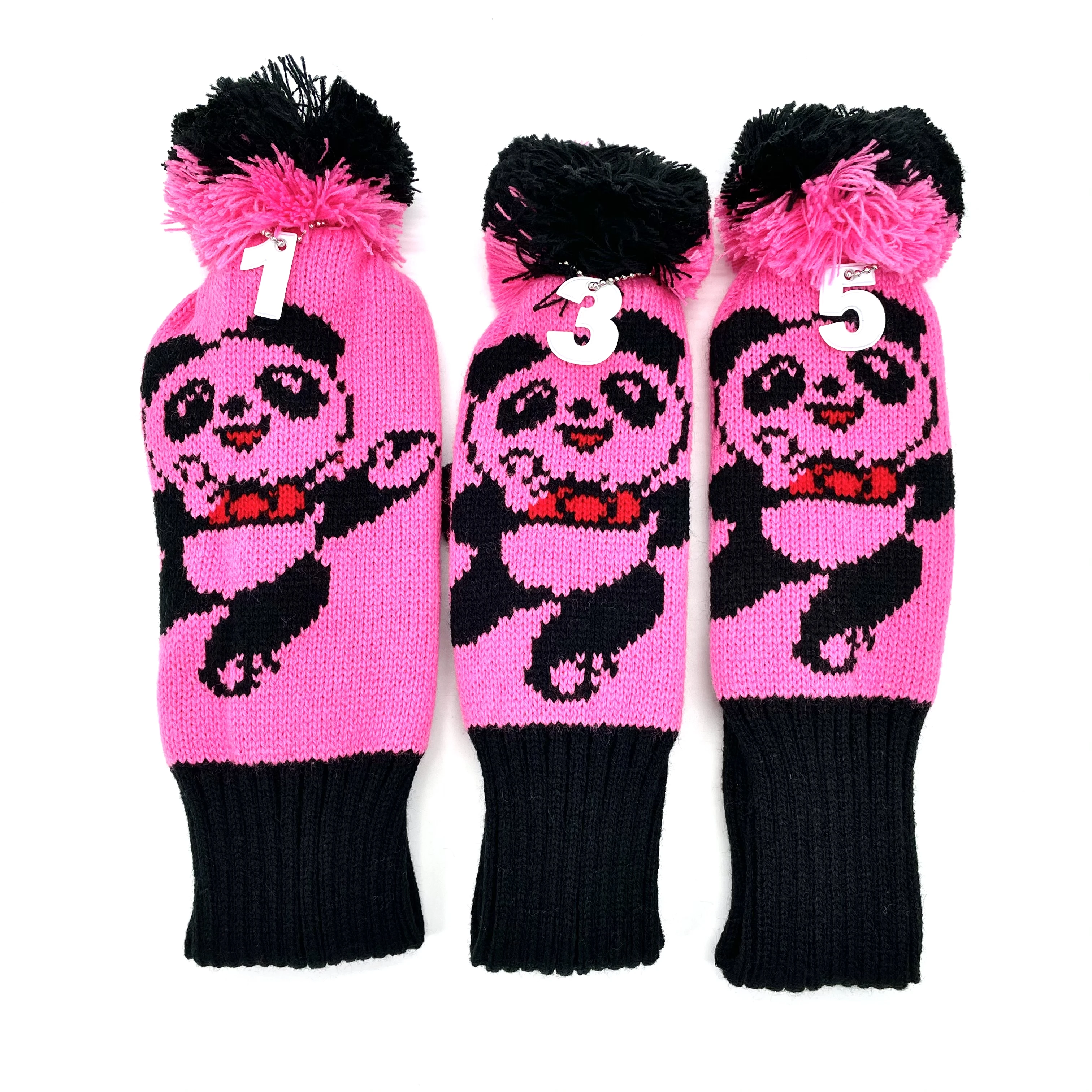 

Golf Panda Pattern clubs Headcover 3 Pcs/set Knitted Hybrid UT Driver Fairway Wood 1 3 5 Wood Knitting cover