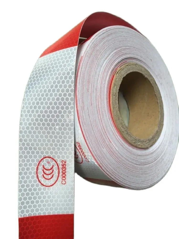 Red and White Reflective Sticker, Safety Warning Tape for Road Traffic Construction Site