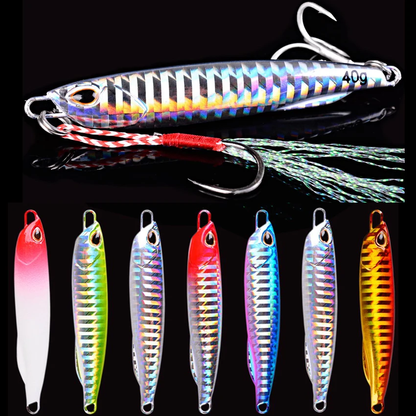 6PC Lures Slim Metal Casting Jig 10G 15G 20G 30G 40G Shore Drag Long Cast Jigging Spoon Sea Fishing Lure Artificial Bait Tackle