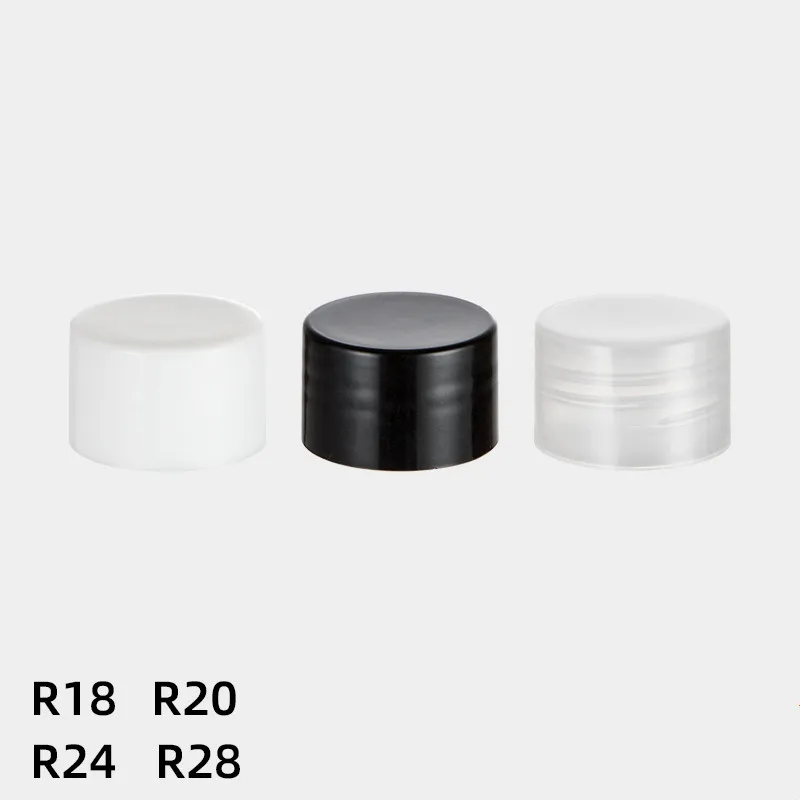 100/300/500pcs Black/White/Clear Plastic Cap Lid for PET Cosmetic Liquid Bottles Makeup Refillable Containers