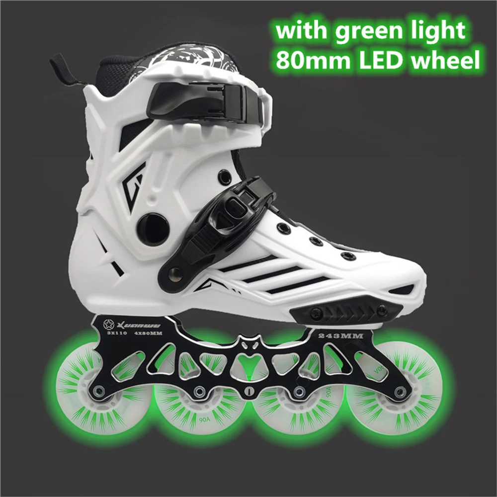 LED 80mm Skates Shoes for Inline Roller FSK Slalom Skate Shoes White Red Blue Pink Colorful Flash 4 Wheel / 3 Wheel Speed Shine