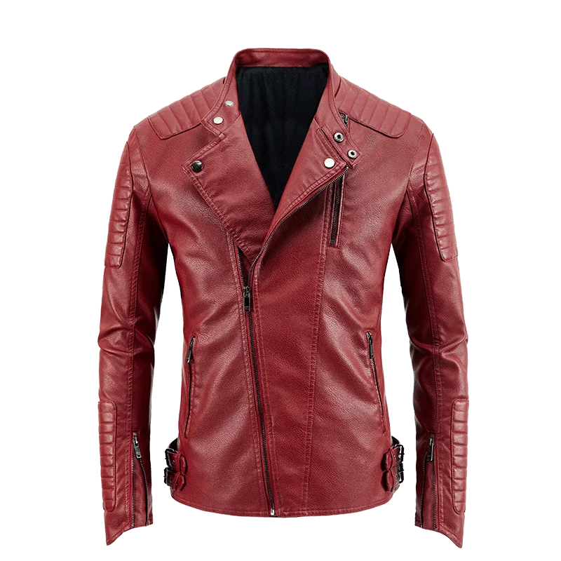 

Fashion Locomotive Men Leather Jacket Fashion Solid Color Streetwear Pop Spring Men's Jacket Hip Hop Lapel Zipper Jacket Men