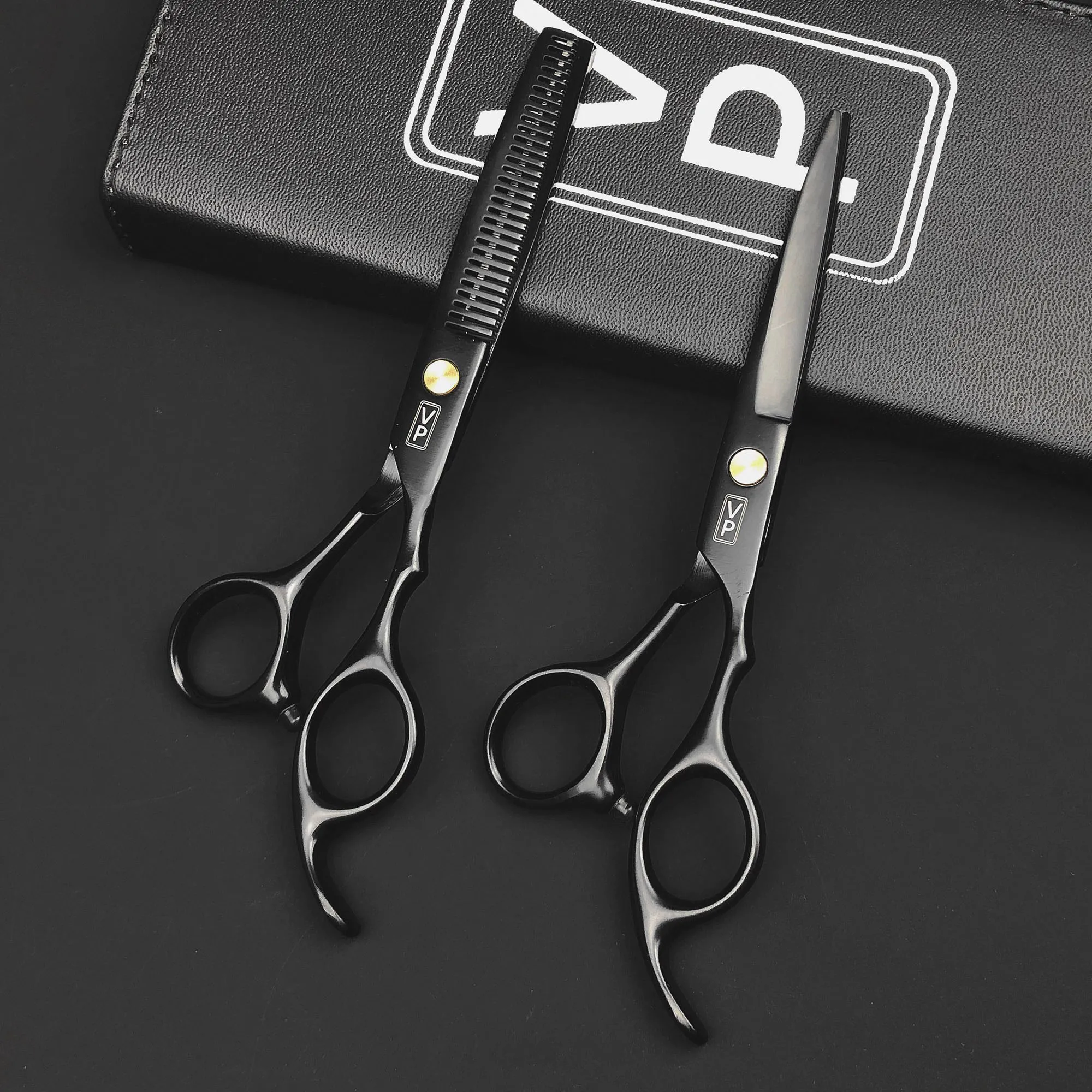 

Black Paint Scissors Suit Professional Hairdressing Scissors Professional Haircut Scissors 6 Inch Hairdresser's Scissors