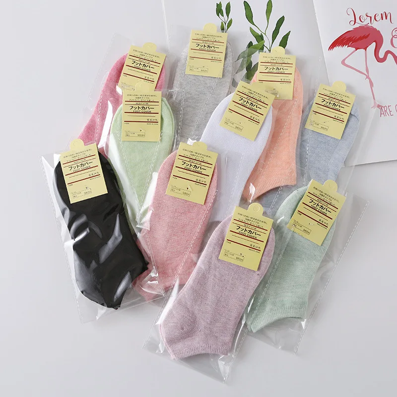 

Solid women's cotton stockings boat stockings