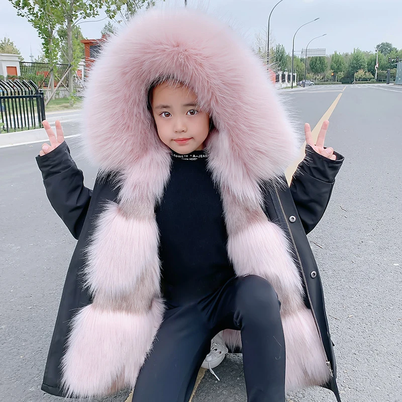 男の子と女の子のためのフェイクファージャケット,子供のための冬の