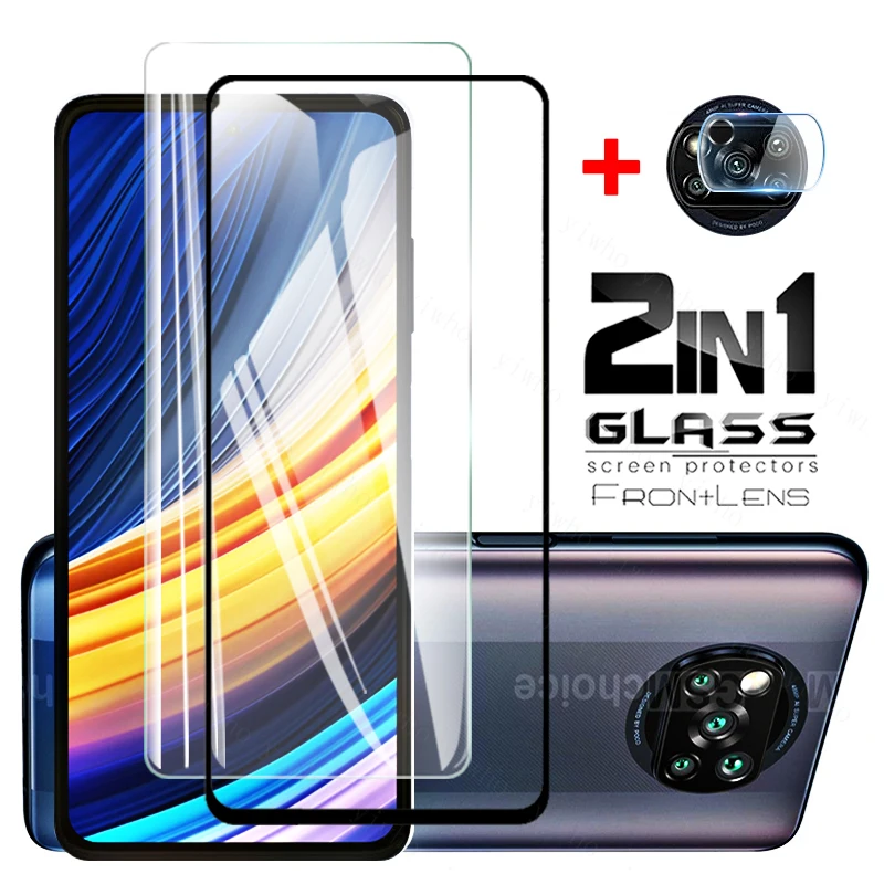 2in1 Glass For Xiaomi Poco X3 Pro Glass For Poco X3 Pro Full Screen Protector Pocophone X3 Pro F3 m3 x3Pro f M x 3 NFC Lens Glas