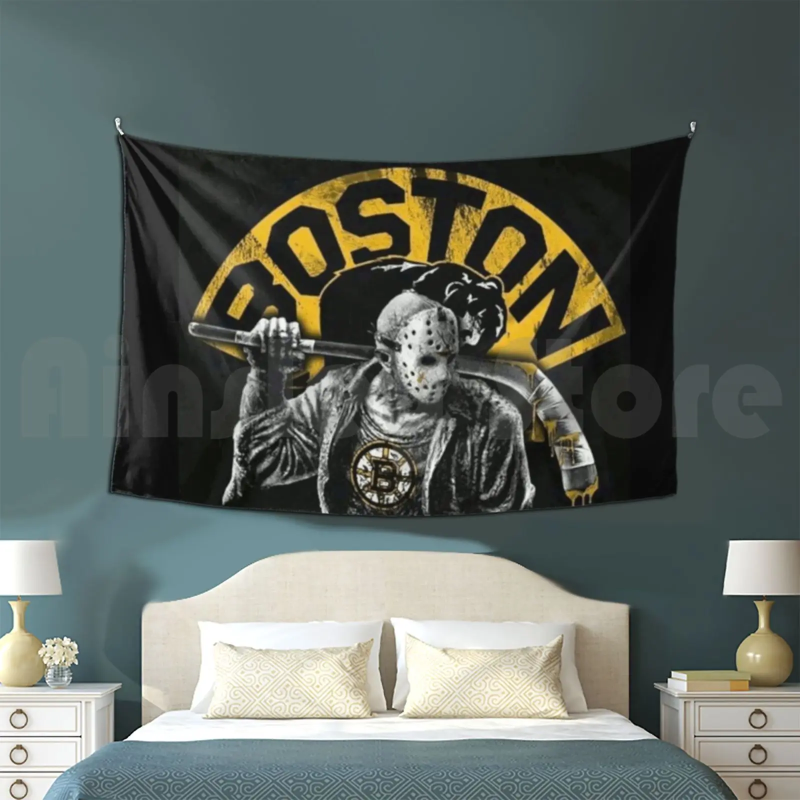 Bruins-Boston Tapestry Living Room Bedroom Hockey