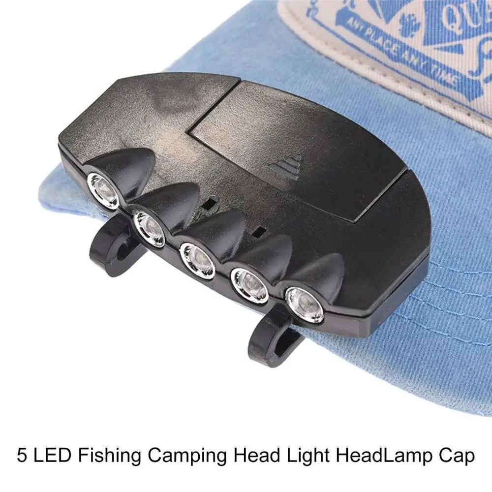 Faro delantero con 5 luces LED para pesca nocturna, práctico faro brillante para acampar al aire libre, senderismo, con Clip
