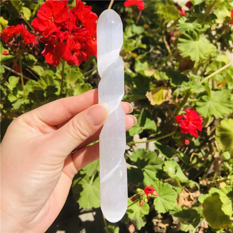 Natural Clear Gypsum Selenite Crystal Wand Massage Stick Energy Stone Gemstone Wicca Decor Point Gift From Moroccan