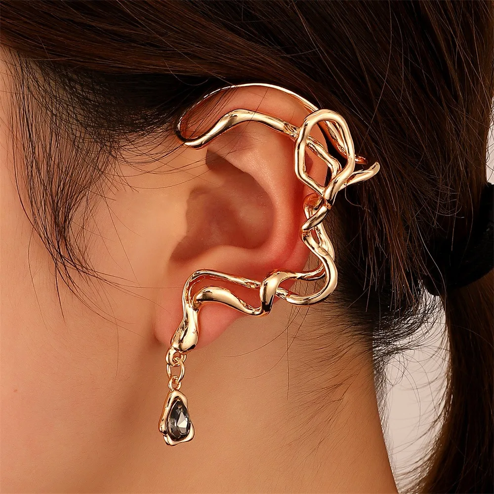 EM166  Europe And America Exaggeration Simple Retro Geometry Rhinestone  Alloy Drop Earrings Popular Jewelry Wholesale