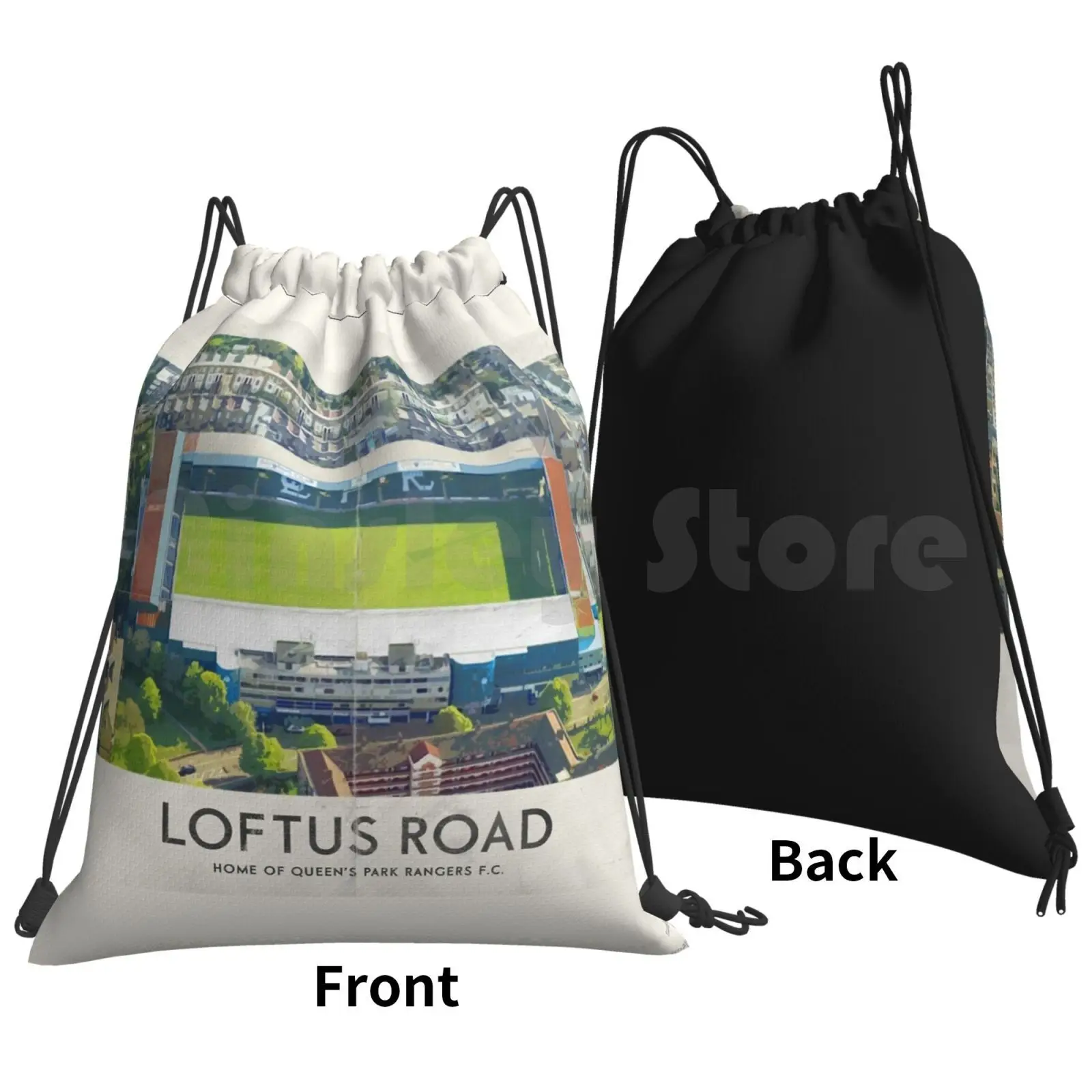 Vintage Football Grounds-Loftus Road ( ) Backpack Drawstring Bag Riding Climbing Gym Bag Football Soccer