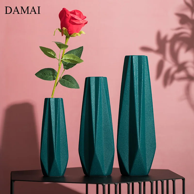 Prismatic Vase Ceramic Flowers Vases Simple Flower Pots Decorative Tall Floor Vases for Living Room Home Decoration Ornaments