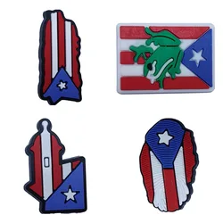 1PCS Cartoon Shoe Charms Kawaii Colorful Puerto Rico National Flag Slipper Accessories Fit Wristbands Sandals Shoes Decorations