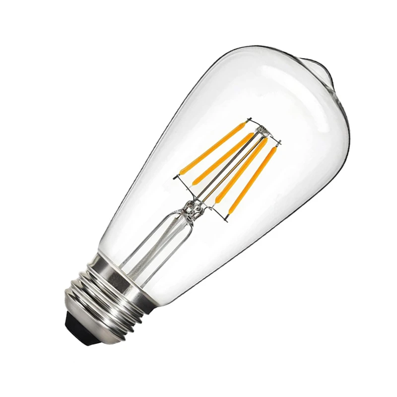 Diodo emissor de luz edison filamento lâmpada clara ouro led regulável blub st64 e27 220v 4w 6 12 16 blubs 360 graus lâmpada de luz de energia