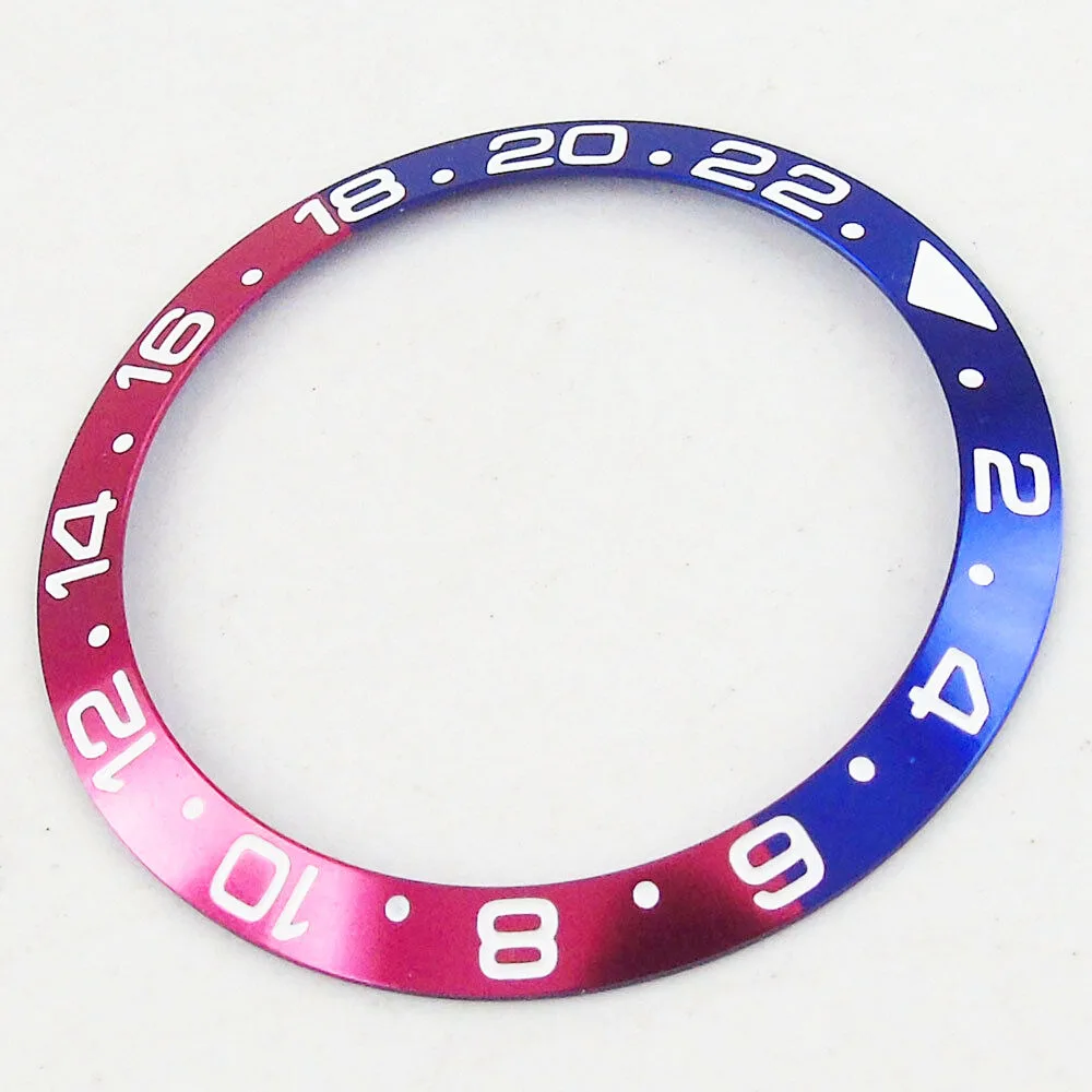 38mm*30.6mm Sloping Watch 24Hours Bezel Insert Fit For 40mm GMT Automatic Mens Watch Aluminum Bezel Ring Red/Blue/Purple